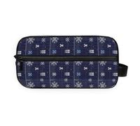GuoChe Makeup Bag Large Capacity durables Twill Fabric Makeup/Shaving/Toiletry Storage Christmas Cross - Stitch Snowflakes and Gifts on Navy