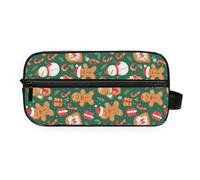 GuoChe Makeup Bag Large Capacity PU Leather Handle for Women & Men Gingerbread Merry Christmas