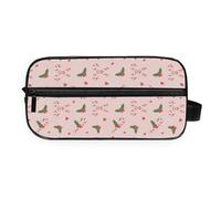 GuoChe Makeup Bag Lightweight Full Printed Design for Business Trip Christmas Candy Cane Holly Berries