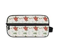 GuoChe Makeup Bag Multi-compartment Full Printed Design for Travel Christmas Cream Red Green Festive Elements