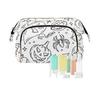 GuoChe Makeup Bags Happy Halloween Pumpkins Black White Portable Cosmetic Case Storage Bag Cosmetic Bags For Purse for Make Up, Happy Halloween151, 10.2" x 5.9" x 6.7", Art Deco