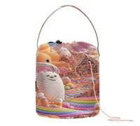 GuoChe Marshmallow Creature Candy World Yarn Bag Crochet Hook Case Portable Storage Bags for Travel Crochet Crochet Organizers