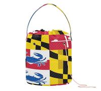 GuoChe Maryland Flag with A Cute Blue Crab - Maryland Pride Crochet Bag Yarn Bag Organizer Portable Storage Bags for Knitting Tool Knitting Accessory