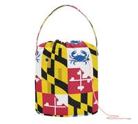 GuoChe Maryland Flag with A Cute Blue Crab - Maryland Pride Yarn Bag Crochet Hook Organizer Portable Crochet Tote for Crochet Tool Crochet Accessories