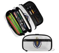GuoChe Massachusetts State Flag Expandable Pencil pouching Big Capacity Pencil pouching for College & High