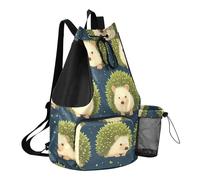GuoChe Mens Drawstring Bags Pool Bag With Water Bottle Pocket Cinch Bags Waterproof, Cute Green Hedgehogs, One Size, Childrens-school-backpacks