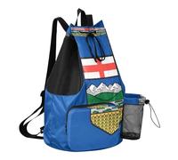 GuoChe Mens Drawstring Bags Summer Camp Bag With Water Bottle Pocket Cinch Sacks Waterproof, Alberta Flag (Blue Version), One Size, Childrens-school-backpacks