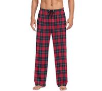 GuoChe Mens Plaid Tartan Pajama Pants for Men Red Blue Pajama Bottoms Lounge Pants XL