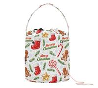 GuoChe Merry Christmas Brown Gingerbread Crochet Tote Bag Crochet Project Bag with Holes Needle Storage for Crochet Holder Travel Knitting