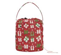 GuoChe Merry Christmas Gifts Pattern Red Crochet Bag Storage Organizer Bag Portable Needle Storage for Knitting Needle Craft Storage