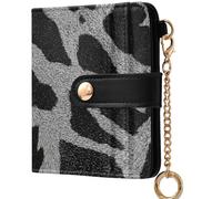 GuoChe Monochrome Black and White Dalmatian Spot Print with Faux Fur Texture Women's Folding Wallet With Card Slots Convenient