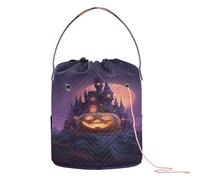 GuoChe Moonlit Pumpkin Castle Crochet Bag Yarn Bag Crocheting Portable Travel Bag for Crochet Carrier Craft Storage