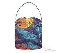 GuoChe Moonlit Spooky Tree Scene Yarn Storage Crochet Project Bags Portable Needle Storage for Crochet Hook Knitting Project