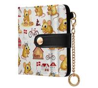 GuoChe Mouse Daily Life Ladies Classic Foldable Wallet Cute Everyday PU Leather Wallet for Woman Girl
