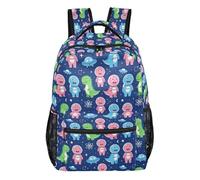 GuoChe Multi Compartment Backpack durables for Boys Travel Outdoor Hiking Bookbag Dinosaurs in Space Pattern