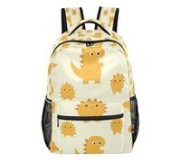 GuoChe Multi Compartment Backpack durables for Men Airplanes Traveling Bookbag Dark Base Multitone Dino Layout, Sauropod Snack Doodle Art, M