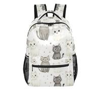 GuoChe Multi Compartment Backpack durables for Men Airplanes Traveling Bookbag Dark Base Multitone Dino Layout, Multi Shade Cat Cluster Art, M