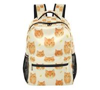 GuoChe Multi Compartment Backpack Lightweight for Boys Gym Bookbag Sushi Cat Stack Cute Composition, Orange Tabby Cat Pattern, S