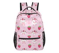 GuoChe Multi Compartment Backpack Lightweight for Boys Gym Bookbag Sushi Cat Stack Cute Composition, Base Berry Rodent Print, M