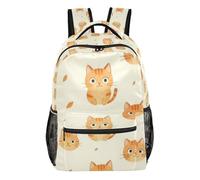 GuoChe Multi Compartment Backpack Lightweight for Boys Gym Bookbag Sushi Cat Stack Cute Composition, Orange Tabby Cat Pattern, M