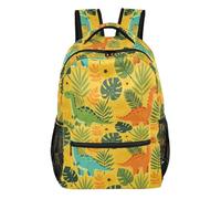 GuoChe Multi Compartment Backpack Lightweight for Boys Travel Outdoor Hiking Bookbag Orange Single Creature, Cute Dinosaurs Pattern, S