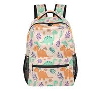 GuoChe Multi Compartment Backpack Lightweight for Boys Travel Outdoor Hiking Bookbag Orange Single Creature, Dinosaur Solid Color Pattern, M