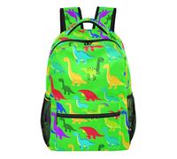 GuoChe Multi Compartment Backpack Lightweight for Boys Travel Outdoor Hiking Bookbag Orange Single Creature, Dinosaur Pattern Green, S