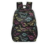 GuoChe Multi Compartment Backpack Lightweight for Boys Travel Outdoor Hiking Bookbag Orange Single Creature, Cute Dinosaur Pattern, S