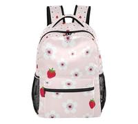 GuoChe Multi Compartment Backpack Lightweight for Men Trave Bookbag Arctic Penguin Scene Print, Sweet Berry Bloom Sketch, M