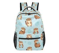 GuoChe Multiple Pockets Backpack durables for Girls Gym Bookbag Panda bamboos Botanical Sketch, Riverside Otter Coastal Sketch, M
