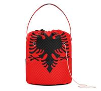 GuoChe National Flag Of Albania Yarn Storage Crochet Project Bags with Holes Storage Bags for Crochet Tools Knitting Supply