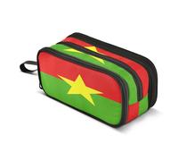 GuoChe National Flag Of Burkina Faso Nylon Big Pencil Bag High Capacity Pencil Case With Compartments Stationery pouching