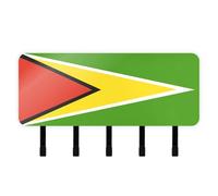 GuoChe National Flag of Guyana Keys Holder on wall with Mail Organizer & 5 Self-Adhesive Hanging Key Hook for Home Decor Living Room Hallway