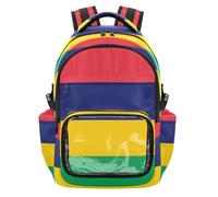 GuoChe National Flag Of Mauritius Kids Clear Backpack for School Cute Sturdy See Through Backpack for Boys Girls, Age 7-18