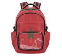 GuoChe National Flag Of Morocco Kids Clear Backpack for School Cute Sturdy See Through Backpack for Boys Girls, Age 7-18