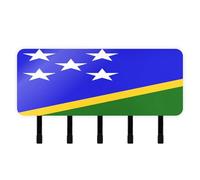 GuoChe National Flag of Solomon Islands Keys Holder on wall with Mail Organizer & 5 Self-Adhesive Hanging Key Hook for Home Improvement Entryway Hallway
