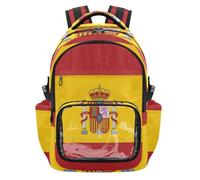 GuoChe National Flag Of Spain Clear Backpack for School Heavy Duty Carry On Backpack Travel Bag for School Work Travel, Age 7-18