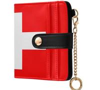 GuoChe National Flag Of The Central African Republic Ladies PU Leather Bifold Wallet Portable Premium PU Leather Wallet for, National Flag of Switzerland, One Size, Modern