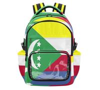 GuoChe National Flag Of The Comoros Kids Clear Backpack for School Large Capacity See Through Bookbag for Boys Girls, Age 7-18