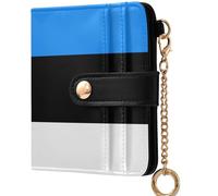 GuoChe National Flag Of The Dominican Republic Ladies Lightweight Foldable Wallet Convenient Compact PU Leather Wallet for Men, National Flag of Estonia, One Size, Modern