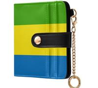 GuoChe National Flag Of The Dominican Republic Ladies Lightweight Foldable Wallet Convenient Compact PU Leather Wallet for Men, National Flag of Gabon, One Size, Modern