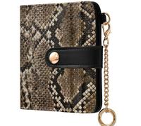GuoChe Natural Beige Brown and Black Python Snake Skin Scale Texture Ladies Cute Foldable Wallet Unique PU Leather Wallet for