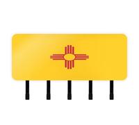 GuoChe New Mexico State Flag Key Holder with Mail Organizer & 5 Self-Adhesive Hanging wall Hanger for House Decor Living Room Kitchen