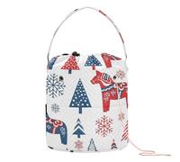 GuoChe Nordic Christmas Pattern Yarn Bags Crochet Storage Organizer Portable Crochet Tote for Crochet Tool Yarn Accessory