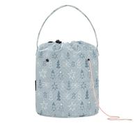 GuoChe Nordic Minimalist Christmas Seamless Pattern Crochet Bag Knitting Tote Bag with Holes Crocheting Bag for Crochet Tool Yarn Organizer