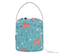 GuoChe Nordic Watercolor Reindeer Christmas Seamless Pattern Crochet Bag Crochet Travel Bag Portable Travel Storage for Knitting Tools Travel Accessory