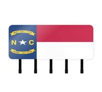 GuoChe North Carolina State Flag Key Holder with Mail Organizer & 5 Self-Adhesive Hanging wall Hanger for House Decor Living Room Kitchen