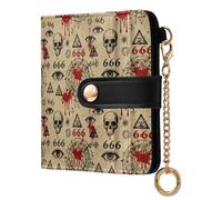 GuoChe Occult Theme Pattern Women's Folding Card Wallet Convenient PU Leather Wallet With Card Slots for Woman Girl