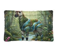 GuoChe Okapi Congo Rainforest Collage (1) Washable Cat Kennel Crate Pad Non-Slip Soft Comfortable for Medium/Large Dogs 36" x 24"