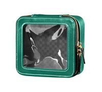 GuoChe Olive Green Solid Color Pure Teal Plain Clear Makeup Bag for Purse Travel Toiletry Bag Leather Cosmetic Bag for Women, multi, One Size, Colorful